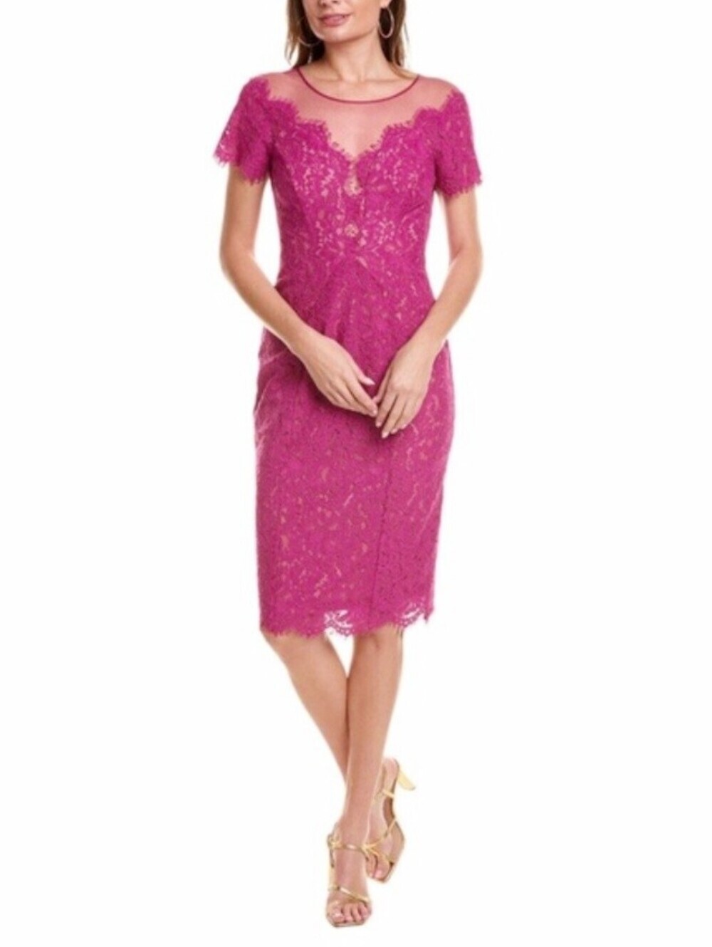Rene Ruiz Collection Lace Sheath Dress Pink Size 12 Wedding Guest Cocktail